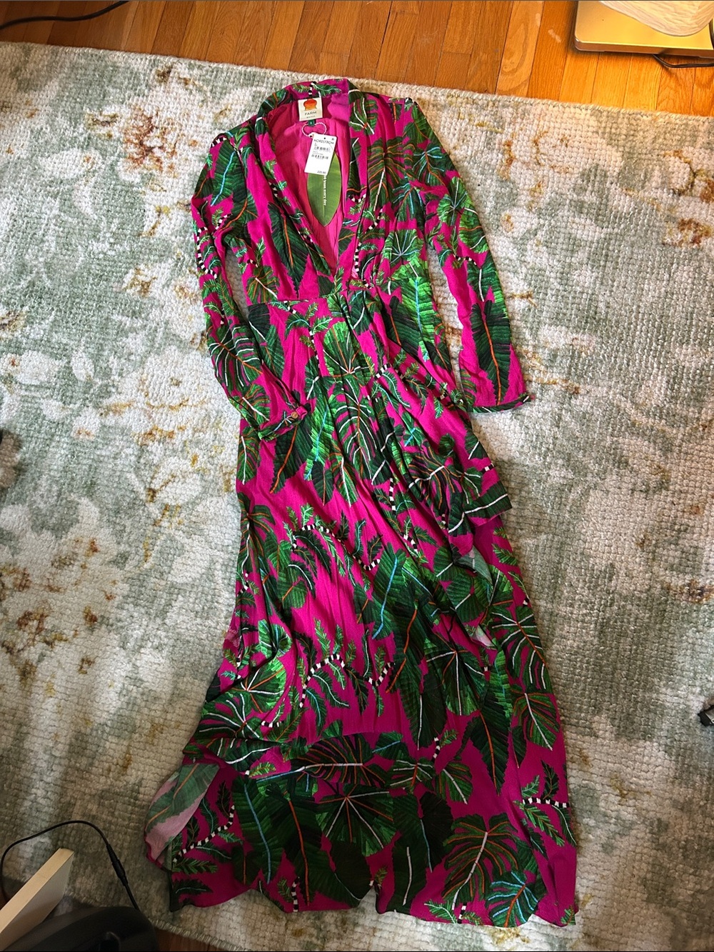 FarmRio Tropical Print Pink Maxi Dress